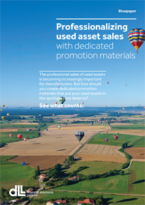 Professionalizing used assets sales with dedicated promotion materials